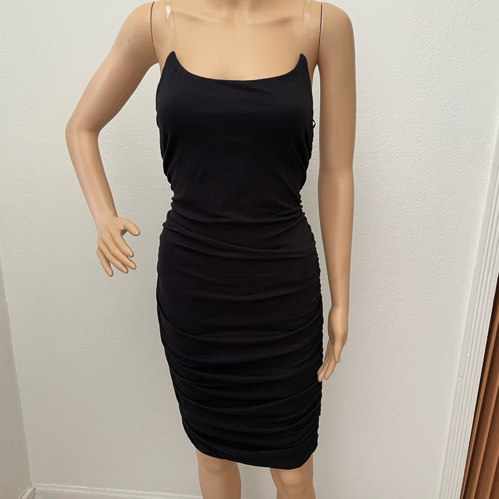 Clear straps little black dress